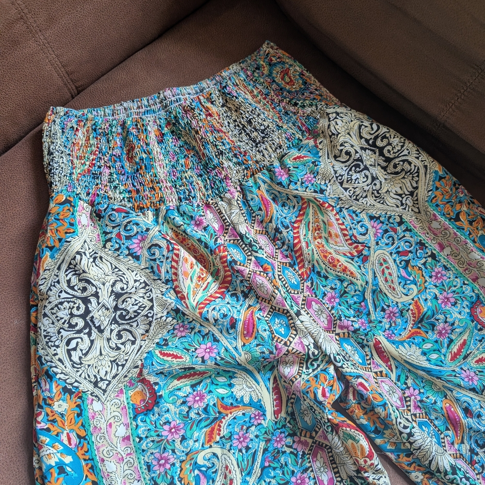Cupshe Blue Pink Smocked Pants